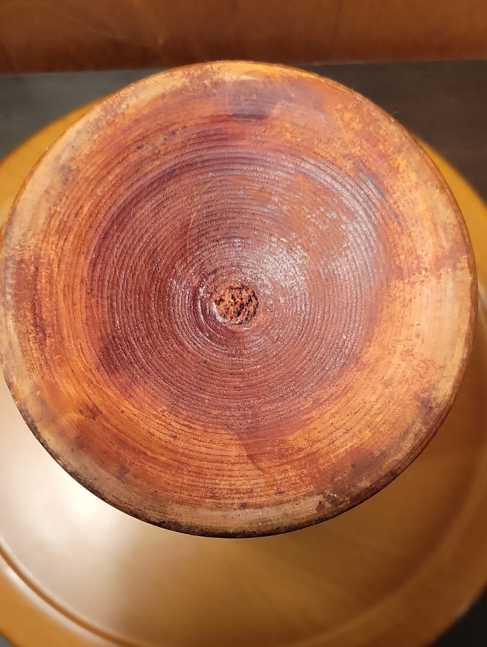 Vintage  Boho Hand-Carved Brown Decorative Wooden Vase Mid Century